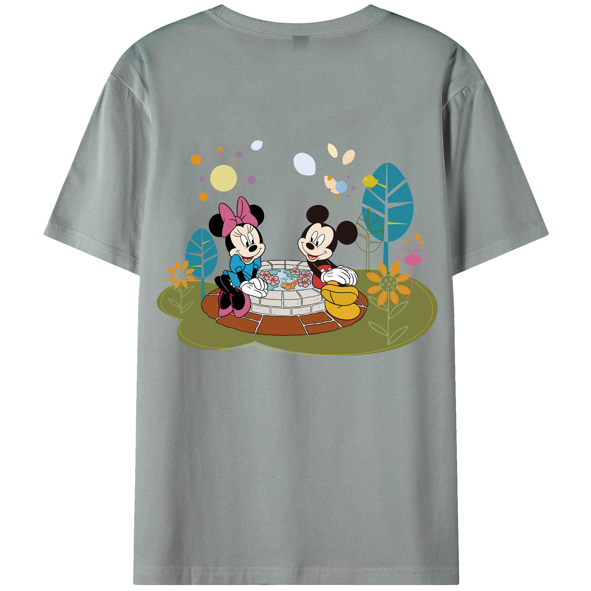 （画像用） ミッキーマウス Mickey Mouse 綿100％ メンズ半袖Tシャツ（バックプリント） 通気性